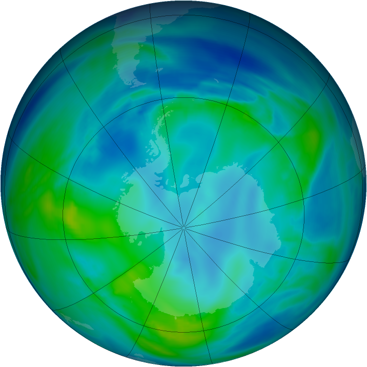 Antarctic ozone map for 05 May 2005